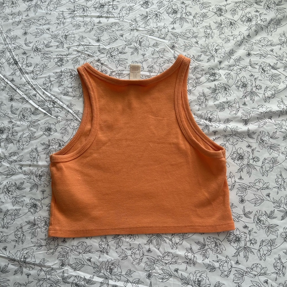 H&M Orange Cropped Razorback Tank top - Picture 2 of 3